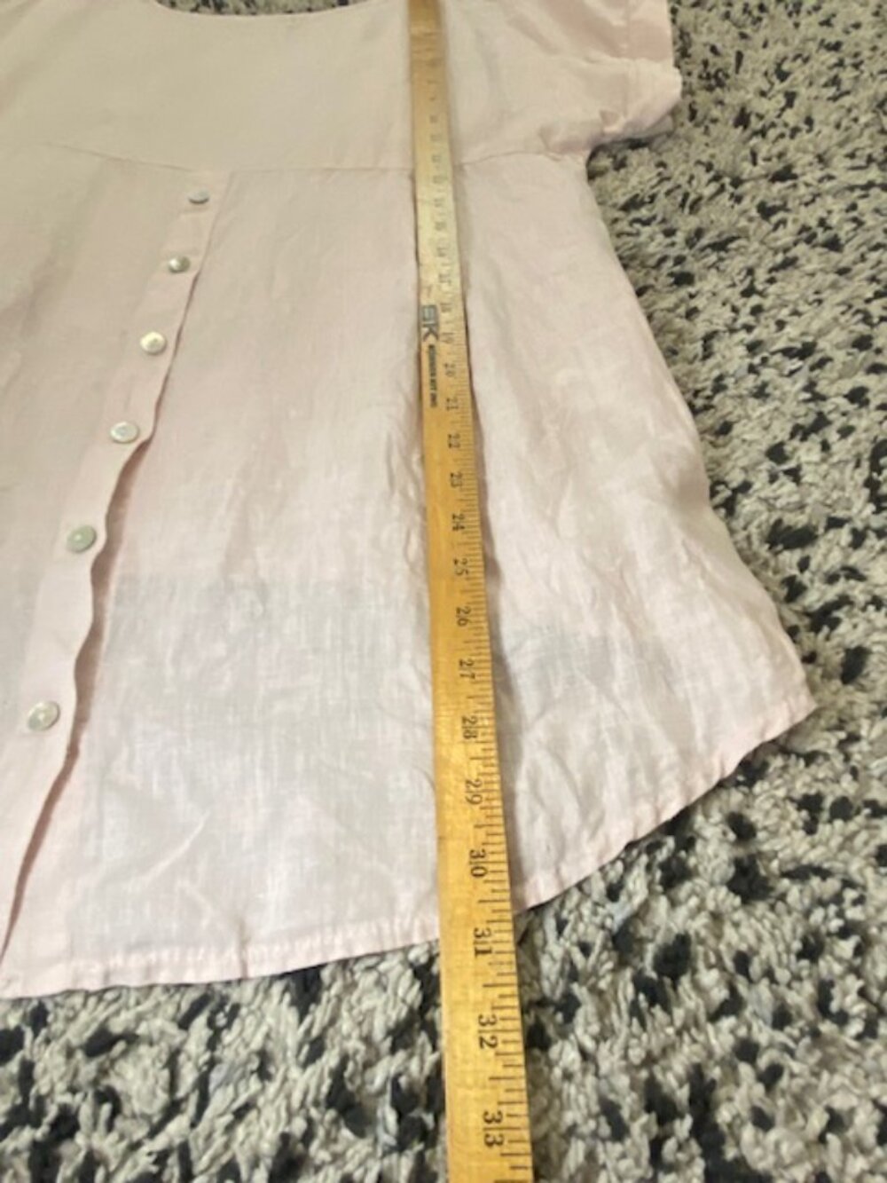 Terzo Millennio 100% Linen Top Blouse High Low Boxy Pale Pink Small - Picture 15 of 16